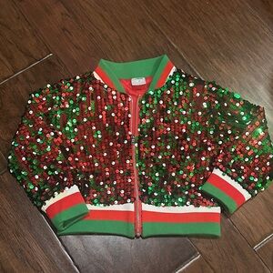 Sequin Kids Jacket - Green and Red